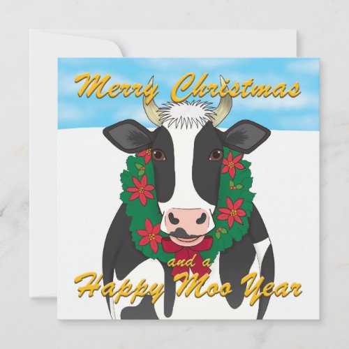 Merry Christmas  a Happy Moo Year Christmas Card