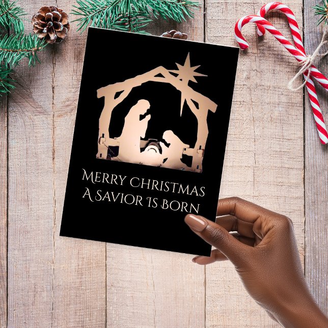 Merry Christmas A Savior Is Born Nativity  Holiday Postcard (Merry Christmas A Savior Is Born Nativity Holiday Postcard)