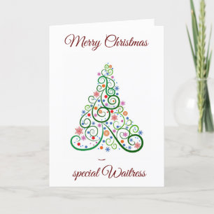 MERRY CHRISTMAS *A SPECIAL WAITRESS* HOLIDAY CARD