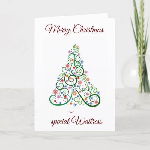 MERRY CHRISTMAS A SPECIAL WAITRESS HOLIDAY CARD