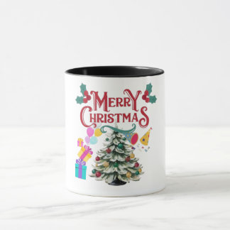 Merry Christmas a tree and gift Mug
