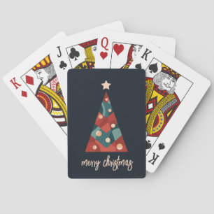 Merry Christmas abstract art xmas tree Poker Cards