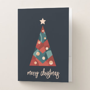 Merry Christmas abstract minimal xmas tree Pocket Folder
