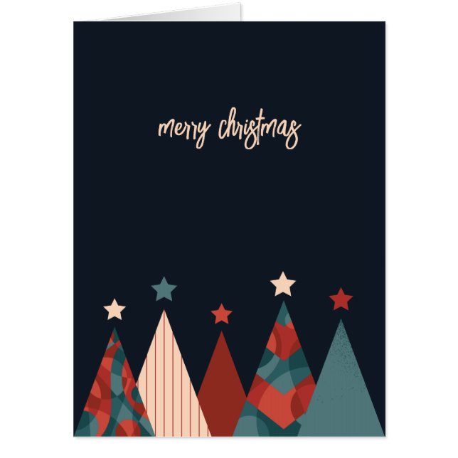 Merry Christmas abstract retro xmas tree  Card (Front)