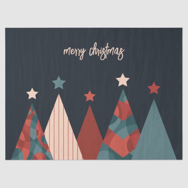 Merry Christmas abstract retro xmas tree forest Tissue Paper (Front)
