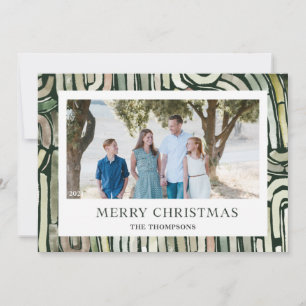 Merry Christmas Abstract Watercolor Frame Holiday Card