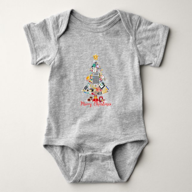 Merry Christmas Accountant Santa Xmas Tree CPA Acc Baby Bodysuit (Front)