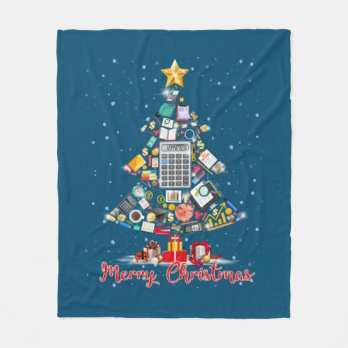 Merry Christmas Accountant Santa Xmas Tree CPA Acc Fleece Blanket