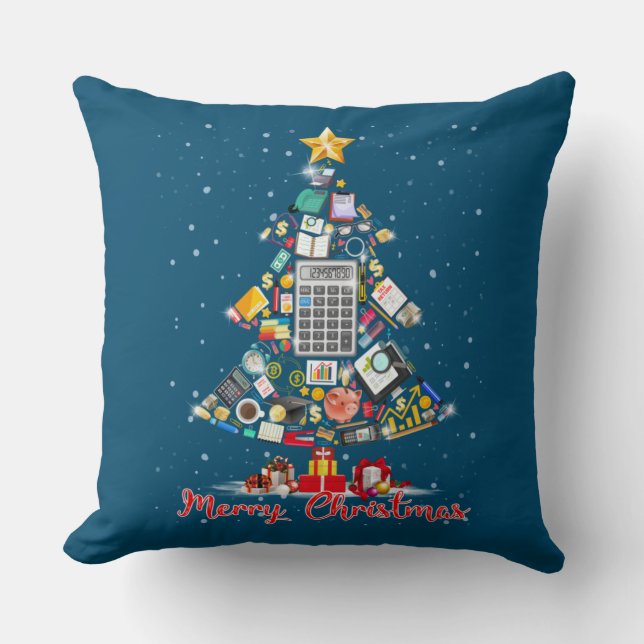 Merry Christmas Accountant Santa Xmas Tree CPA Acc Throw Pillow (Front)
