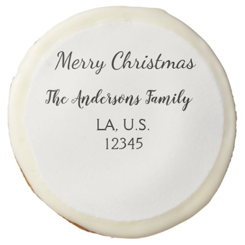 Merry Christmas add family name address name text Sugar Cookie