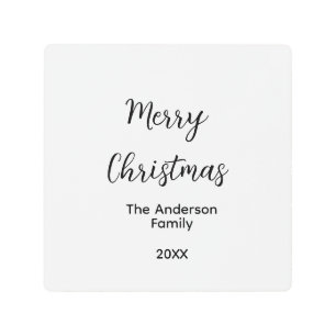 Merry Christmas add family name year text custom e Metal Print