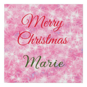 Merry Christmas add name red sparkle glitter holid Faux Canvas Print