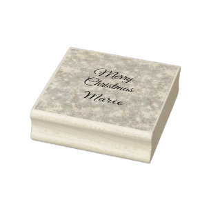 Merry Christmas add name red sparkle glitter holid Rubber Stamp