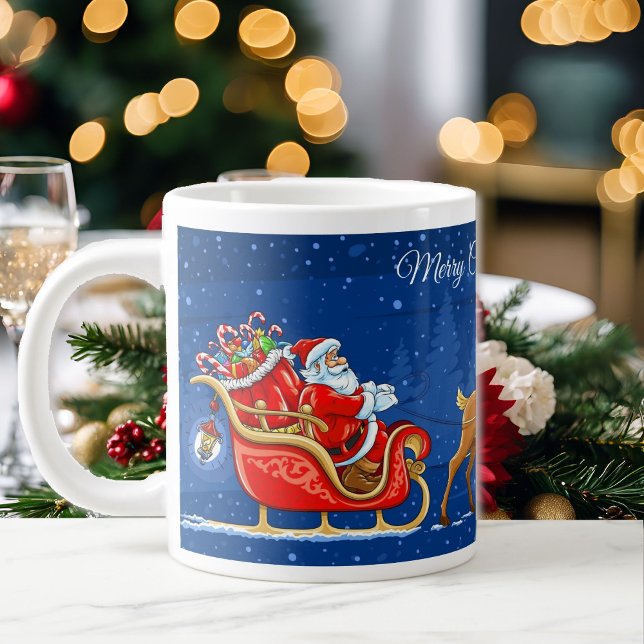 Merry Christmas Add Name Santa Serious Coffee Giant Coffee Mug (Creator Uploaded)
