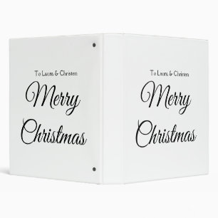Merry Christmas add name text custom family gift 3 Ring Binder