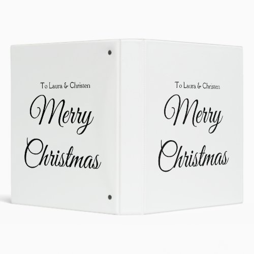 Merry Christmas add name text custom family gift 3 Ring Binder