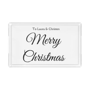 Merry Christmas add name text custom family gift Acrylic Tray