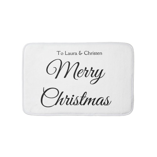 Merry Christmas add name text custom family gift Bath Mat (Front)