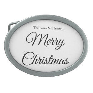 Merry Christmas add name text custom family gift Belt Buckle