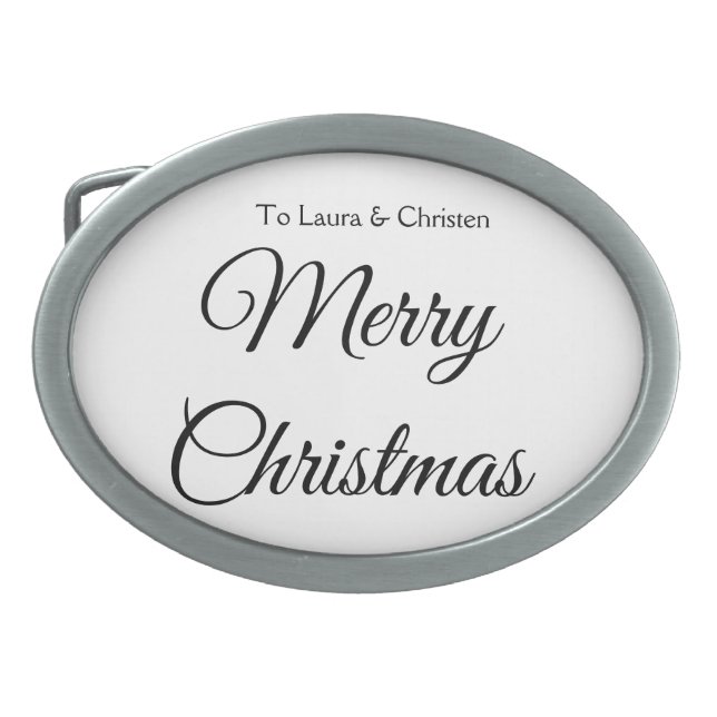 Merry Christmas add name text custom family gift Belt Buckle (Front)
