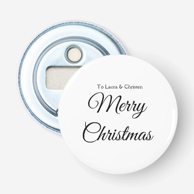 Merry Christmas add name text custom family gift Bottle Opener (Front)