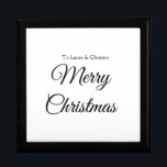 Merry Christmas add name text custom family gift Box<br><div class="desc">Design</div>