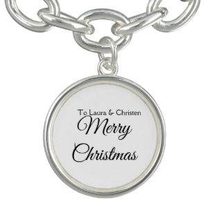 Merry Christmas add name text custom family gift Bracelet