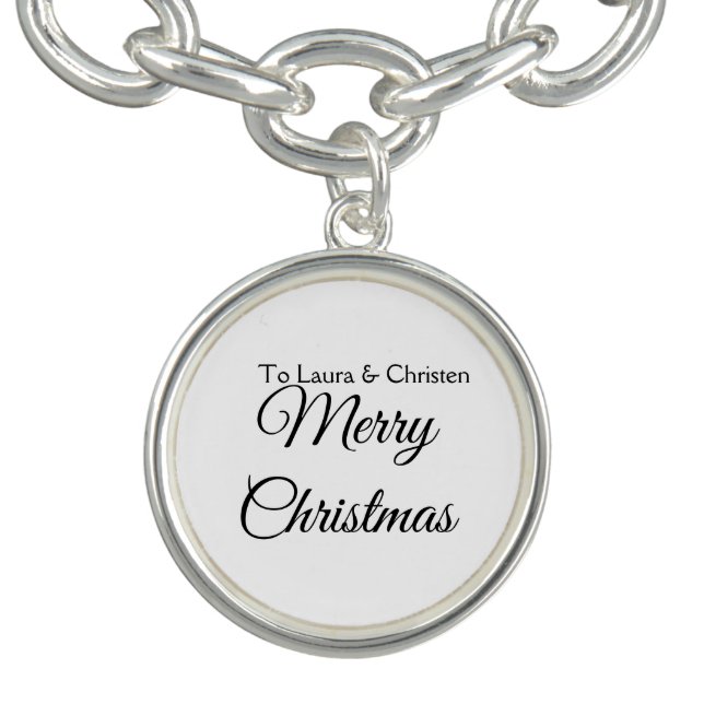 Merry Christmas add name text custom family gift Bracelet (Design)