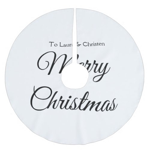 Merry Christmas add name text custom family gift Brushed Polyester Tree Skirt