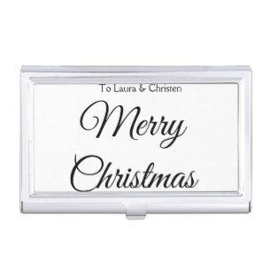 Merry Christmas add name text custom family gift Business Card Case