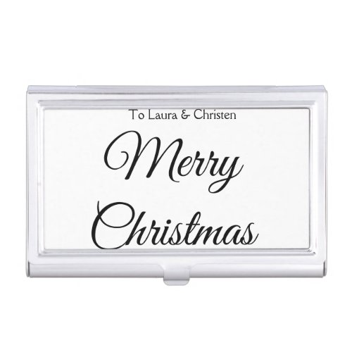 Merry Christmas add name text custom family gift Business Card Case
