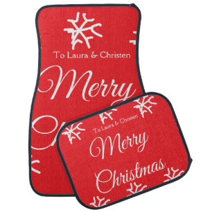 Merry Christmas add name text custom family gift Car Floor Mat
