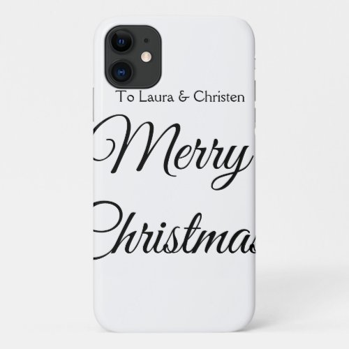Merry Christmas add name text custom family gift iPhone 11 Case