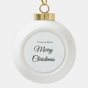 Merry Christmas add name text custom family gift Ceramic Ball Christmas Ornament
