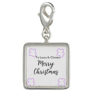 Merry Christmas add name text custom family gift Charm