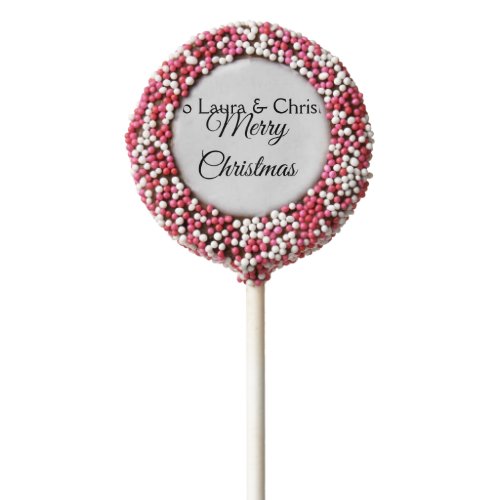 Merry Christmas add name text custom family gift Chocolate Covered Oreo Pop