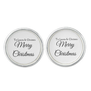 Merry Christmas add name text custom family gift Cufflinks