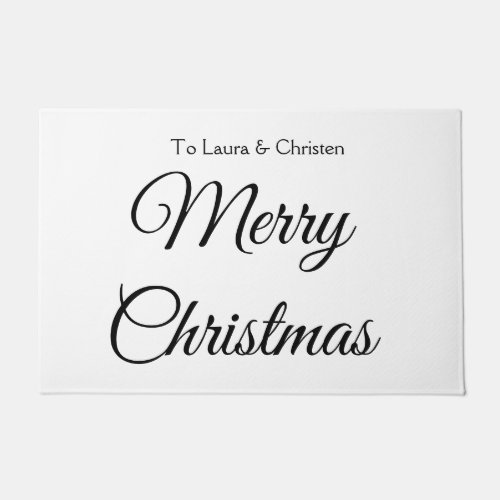 Merry Christmas add name text custom family gift Doormat