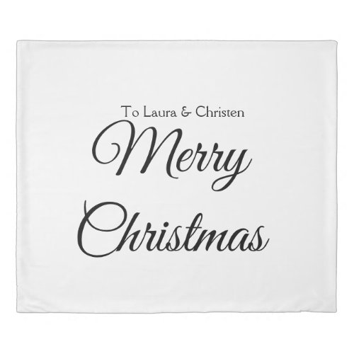 Merry Christmas add name text custom family gift Duvet Cover