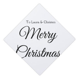 Merry Christmas add name text custom family gift Graduation Cap Topper