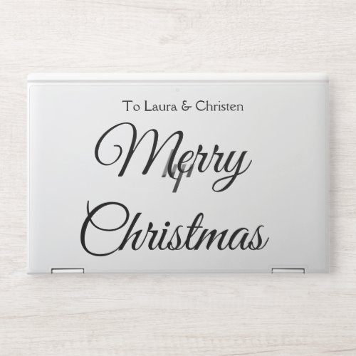Merry Christmas add name text custom family gift HP Laptop Skin