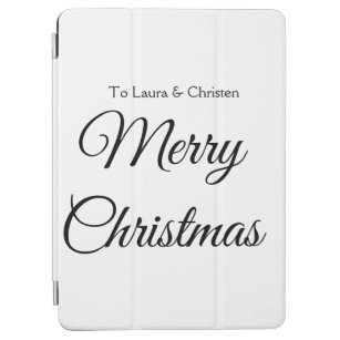 Merry Christmas add name text custom family gift iPad Air Cover
