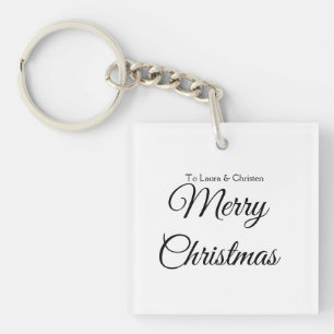 Merry Christmas add name text custom family gift Keychain