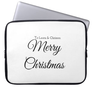 Merry Christmas add name text custom family gift Laptop Sleeve