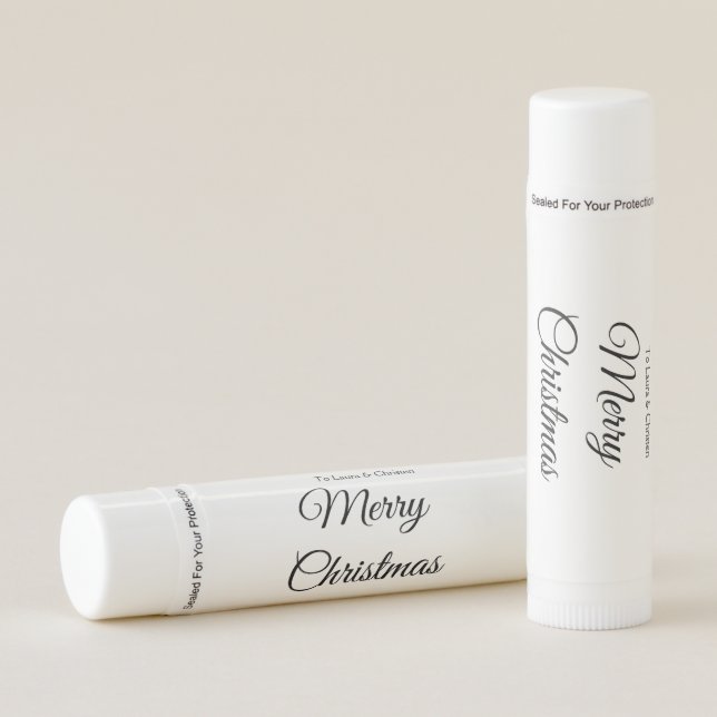 Merry Christmas add name text custom family gift Lip Balm (Front)
