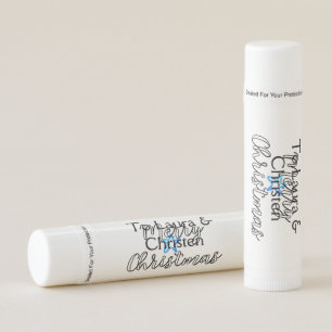 Merry Christmas add name text custom family gift Lip Balm