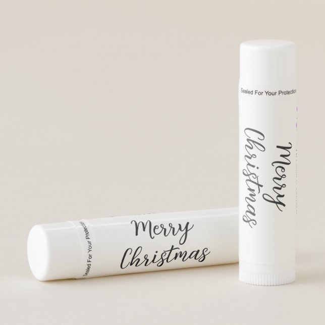 Merry Christmas add name text custom family gift Lip Balm (Front)