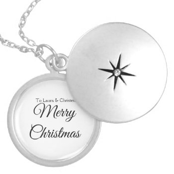 Merry Christmas Add Name Text Custom Family Gift Locket Necklace by Thefloralcrafts at Zazzle