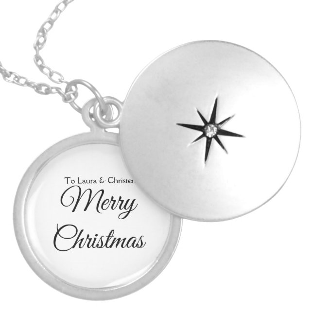 Merry Christmas add name text custom family gift Locket Necklace (Front)