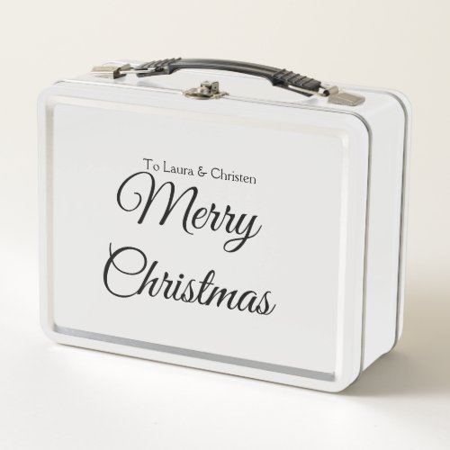 Merry Christmas add name text custom family gift Metal Lunch Box